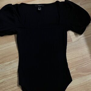 Forever 21 Black Puff Sleeve Bodysuit
